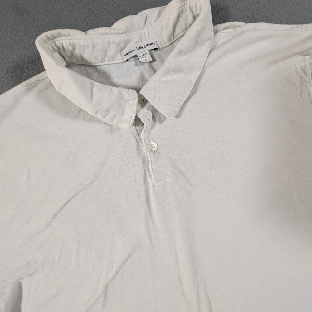 James Perse Polo Shirt Mens 4 White Short Sleeve Supima Cotton MSX3337